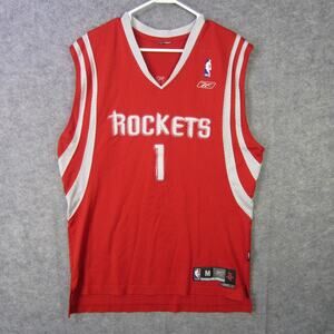 Houston Rockets Jersey Mens Medium Red NBA Basketball McGrady 1 Reebok Mesh